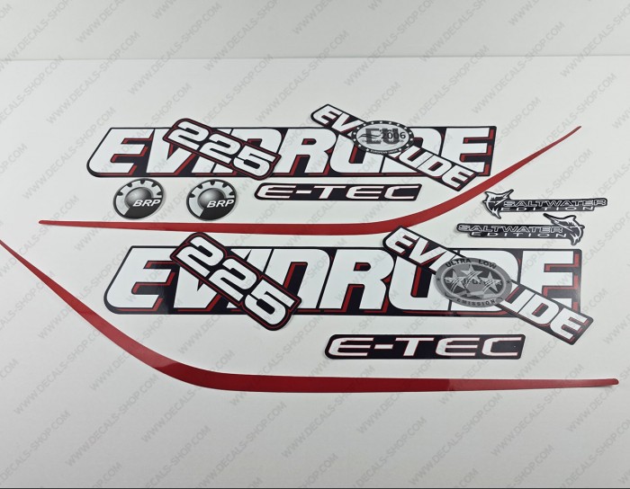 Evinrude 225HP E-tec (90° V6, 3.3L) Blue Cowling Outboard Decal Kit